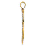 14k with White Rhodium Diamond-cut Large Heart Pendant