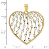 14k with White Rhodium Diamond-cut Large Heart Pendant
