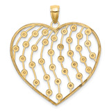14k with White Rhodium Diamond-cut Large Heart Pendant