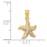 14k with White Rhodium Diamond-cut Starfish Pendant - K6-C26F3D52-3245