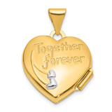 14K with White Rhodium Dove Reversible to TOGETHER FOREVER 15mm Heart Locket