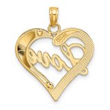 14k with White Rhodium Heart Diamond-cut LOVE Charm
