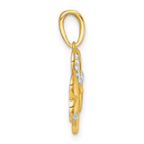 14k with White Rhodium Polished 3-Leaf Clover Charm
