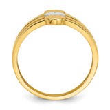 14k with White Rhodium Polished and Diamond-cut Three Hearts Size 7 Ring