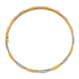 14k with White Rhodium Polished and Satin Diamond-cut 5.00mm Flexible Round Bangle Bracelet