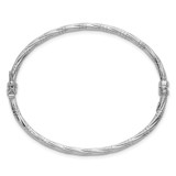 14K with White Rhodium Polished and Textured 2.90mm Twisted Hinged Oval Bangle Bracelet
