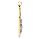 14k with White Rhodium Polished and Textured INRI Crucifix Cross Pendant - XR-903E364E-3616
