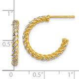 14k with White Rhodium Polished Diamond-cut Twisted 2.75mm Tube C-Hoop Post Earrings - TF-3DE0C8FD-6118