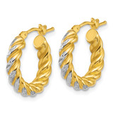 14k with White Rhodium Polished Diamond-cut Twisted 3.75mm Tube Hoop Earrings - TF-B6FD7F63-4275