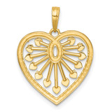 14k with White Rhodium Polished Fancy Cut-out Heart Pendant
