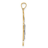 14k with White Rhodium Polished Fleur de Lis INRI Crucifix Cross Pendant - XR-38DC9FB5-3314