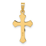 14k with White Rhodium Polished Fleur de Lis INRI Crucifix Cross Pendant - XR-481D5BB6-7875