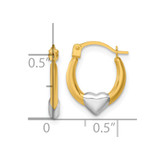14k with White Rhodium Polished Heart Hoop Earrings