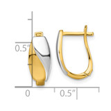 14k with White Rhodium Polished Hinged Hoop Earrings