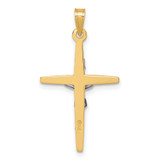 14k with White Rhodium Polished INRI Crucifix Cross Pendant - XR-140A19F8-6966
