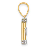 14k with White Rhodium Polished Mezuzah Pendant