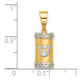 14k with White Rhodium Polished Mezuzah Pendant
