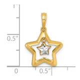 14k with White Rhodium Polished Star In Star Dangle Charm
