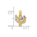 14k with White Rhodium Saddle Pendant