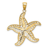 14K with White Rhodium Starfish Filigree Charm