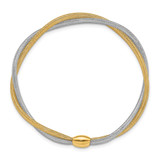 14K with White Rhodium Twisted Woven Mesh Slip-on Stretch Bracelet