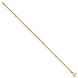 14K with White Rhodium Woven Flexible Diamond-cut Moveable Beads 7.25 inch Bracelet