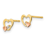 14k Yellow & Rose Gold Madi K CZ Children's Heart Post Earrings