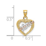 14k Yellow and Rose Gold w/ White Rhodium LOVE Heart w/ Arrow Charm