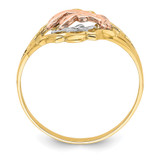 14K Yellow and Rose Gold W/Rhodium Double Dolphin Ring