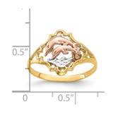 14K Yellow and Rose Gold W/Rhodium Double Dolphin Ring