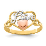 14k Yellow and Rose Gold w/Rhodium Love Heart Ring - K2-33DBFAAF-9785