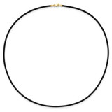14k Yellow Clasp 2mm 18 inch Black Rubber Cord Necklace