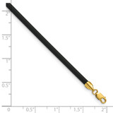 14k Yellow Clasp 3mm 20 inch Black Rubber Cord Necklace