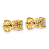 14k Yellow Gold 1 1/2 ctw Lab Grown Diamond VS+ F+ Round 4 Prong Standard Wt Screwback Stud Earrings