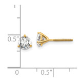 14k Yellow Gold 1 ctw Lab Grown Diamond VS/SI+ G+ Round 3 Prong Heavy Wt. Screwback Stud Earrings