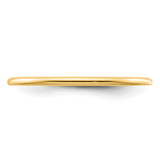 14K Yellow Gold 1.2mm Half Round Polished Stackable Band Size 5