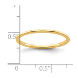 14K Yellow Gold 1.2mm Half Round Polished Stackable Band Size 5.5