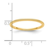 14K Yellow Gold 1.2mm Milgrain Stackable Band Size 6.5