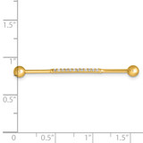 14k 16 Gauge Polished CZ Industrial Bar