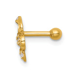 14k 16 Gauge Polished CZ Snake Labret Stud