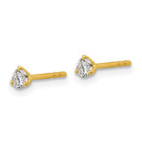 14k Yellow Gold 1/5 ctw Lab Grown Diamond VS+ F+ Round 3 Prong Heavy Wt. Stud Earrings