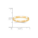 14k Yellow Gold 2.5mm Lightweight Flat Wedding Band Size 7.5