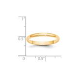 14k Yellow Gold 2.5mm Lightweight Half Round Wedding Band Size 9.5