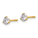 14k Yellow Gold 2/3 ctw Certified Lab Grown Diamond VS+ F+ Round 3 Prong Heavy Wt. Stud Earrings