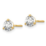 14k Yellow Gold 2/3 ctw Lab Grown Diamond VS+ F+ Round 3 Prong Heavy Wt. Screwback Stud Earrings