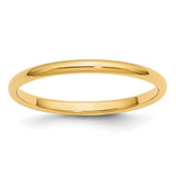 14k Yellow Gold 2mm Half Round Wedding Band Size 8.5