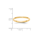 14k Yellow Gold 2mm Half-Round Wedding Band Size 7.5