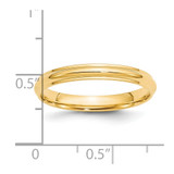 14k Yellow Gold 3mm Half Round with Edge Wedding Band Size 10