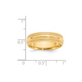 14k Yellow Gold 6mm Double Milgrain Comfort Fit Wedding Band Size 8.5