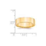 14k Yellow Gold 6mm Lightweight Flat Wedding Band Size 8